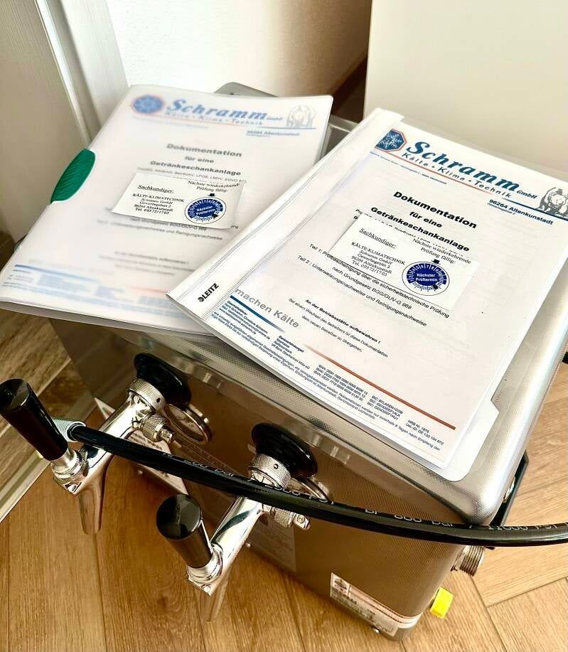 Prüfdokumentation auf einer Zapfanlage