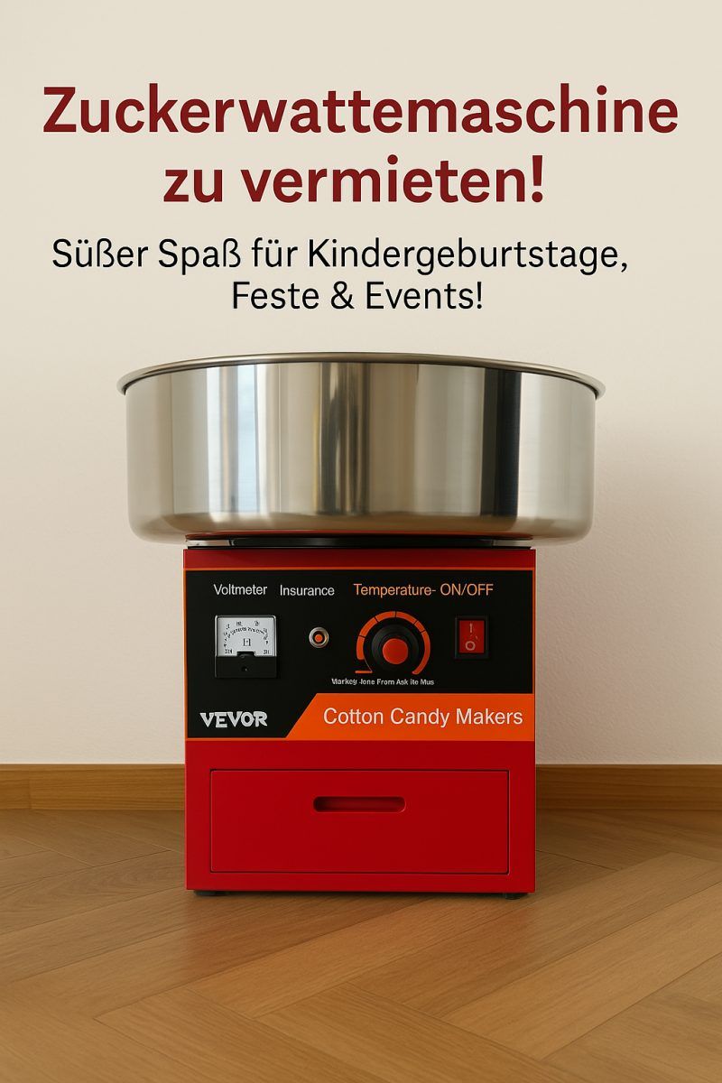Zuckerwattemaschine mit großer Edelstahl-Schüssel
