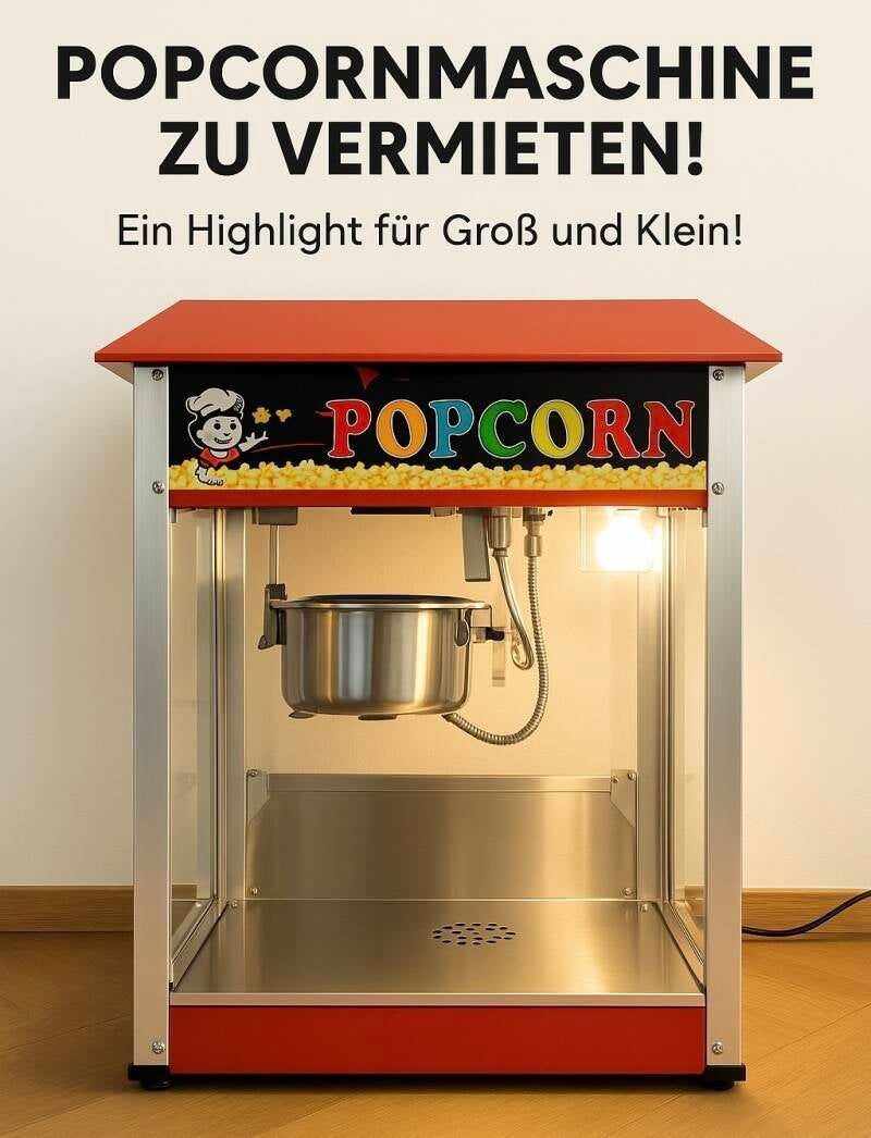 Rote Popcornmaschine im Retro-Look mit Popcorn